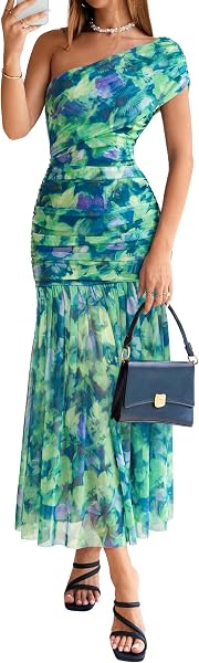 One-shoulder mesh mini dress